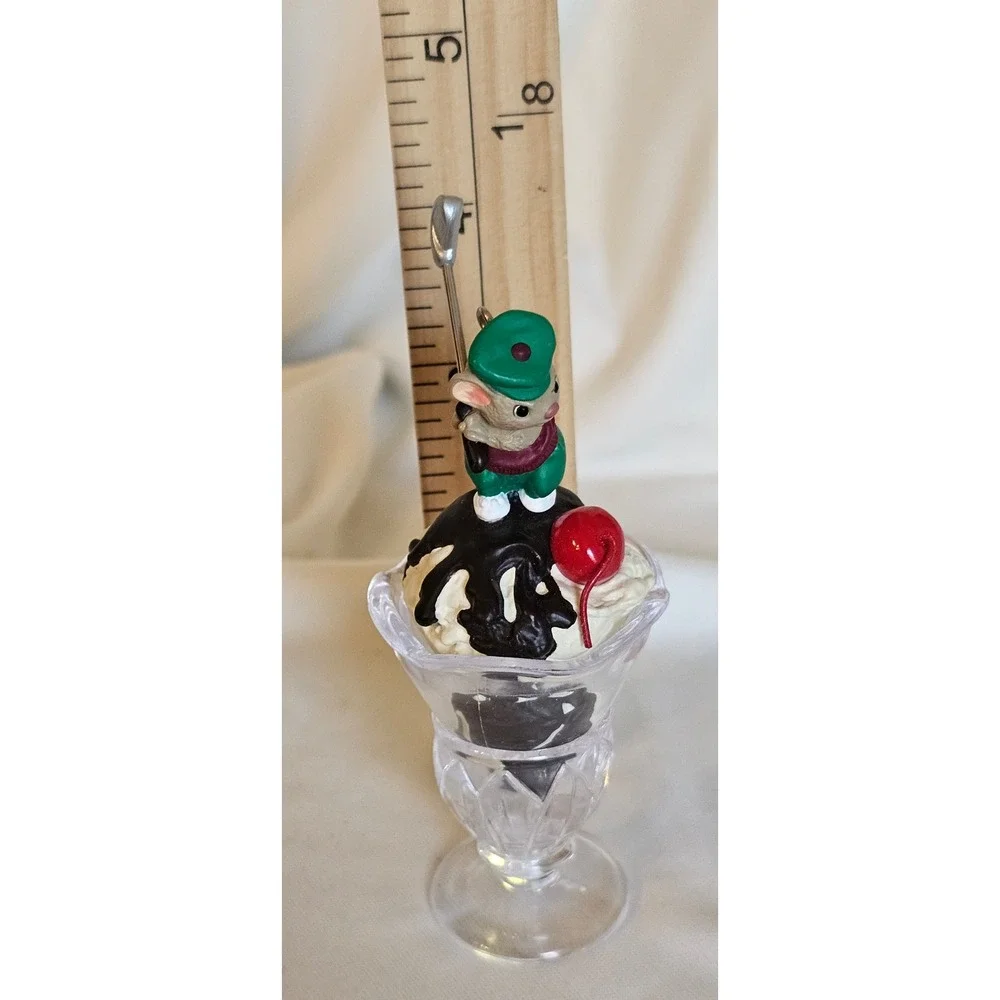 VTG Hallmark Keepsake Ornament 1999 Mouse Golfing on Ice Cream Sundae